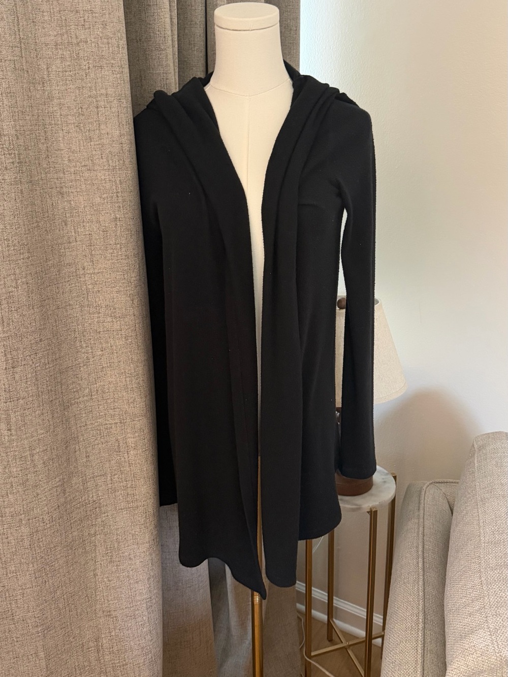 silence + noise Black Open-Front Hooded Cardigan
